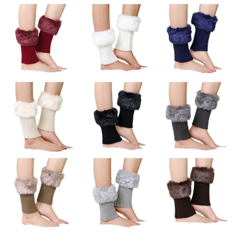 Solid Color Faux Fur Leg Warmers Thick Warm Foot Sleeve Y2k Style Fuzzy Foot Covers Boot Toppers