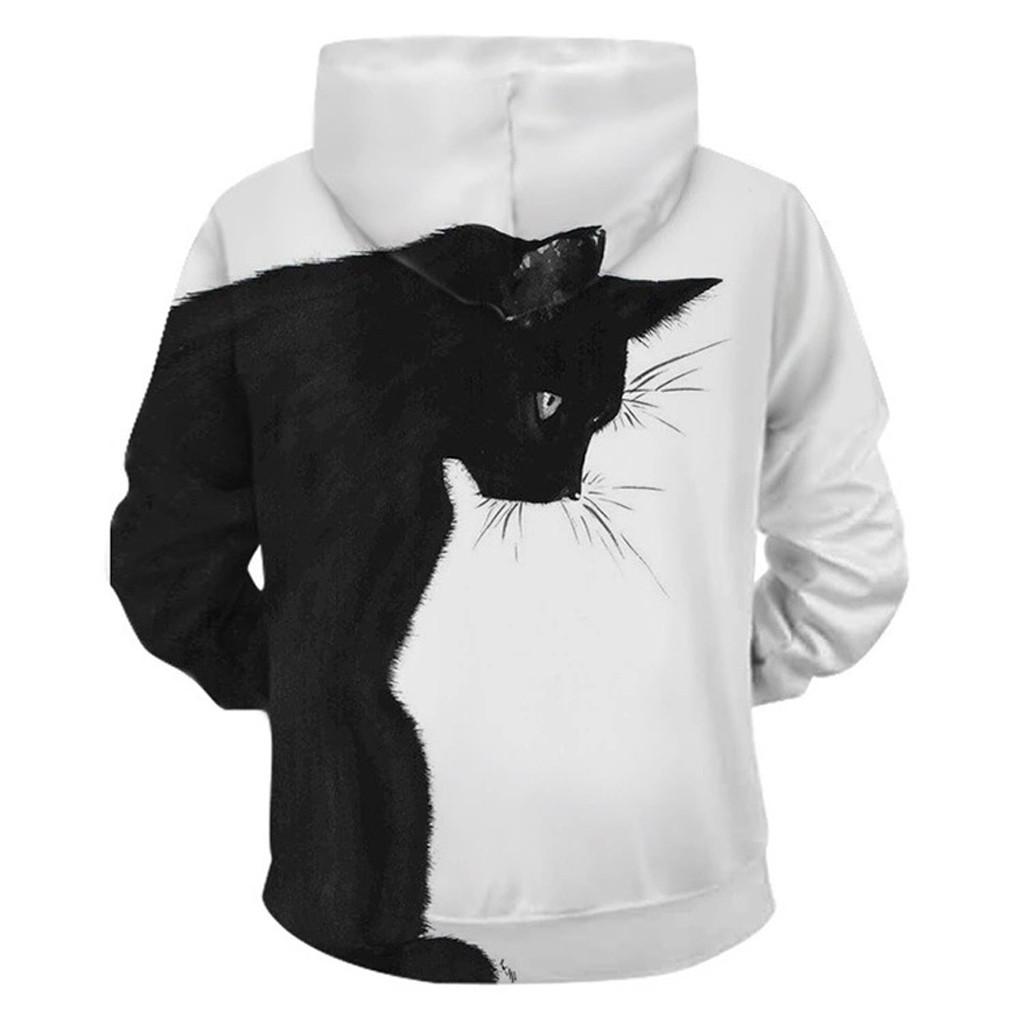 Women And Men's Casual Cats Printed Long Sleeve T-Shirt Top Pullover Sweatshirt
