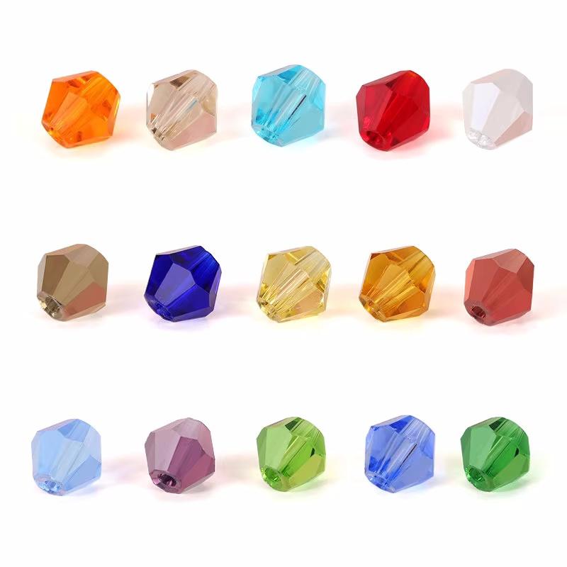 4mm Crystal Bicone Beads 100PCS Faceted Glass Beads Rainbow Loose Craft Beads for Bracelet Necklace Earring Keychain Making DIY