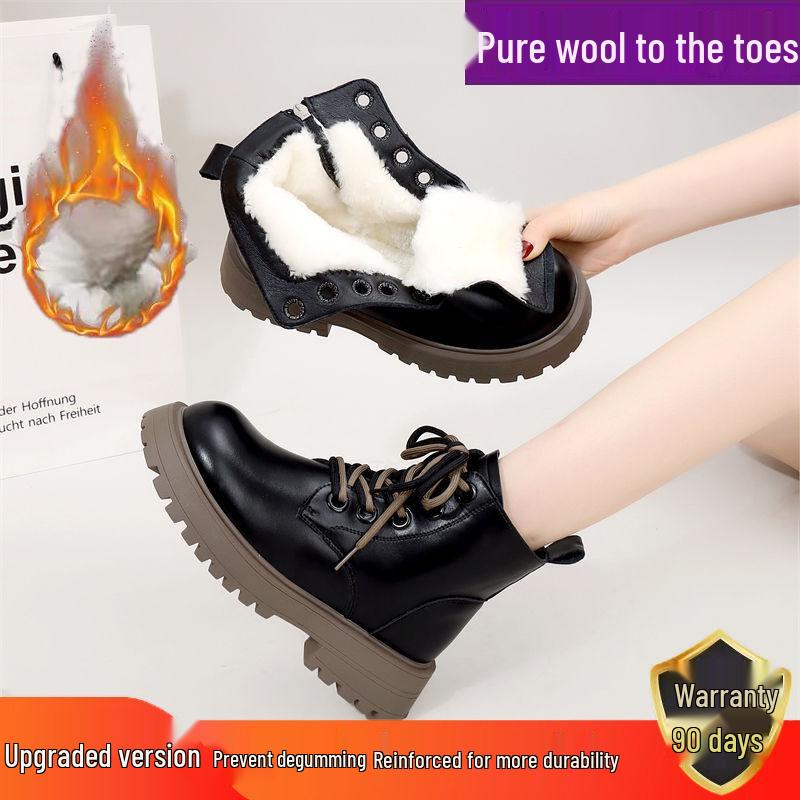 Petite Women's Fleece-Lined British-Style Martin Snow Boots for Autumn/Winter