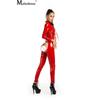 Women Sexy Hollow Out Latex Catsuit PVC Faux Leather Wetlook Jumpsuit Hot Exotic Costume Lingerie PU Bodysuit Clubwear Overalls