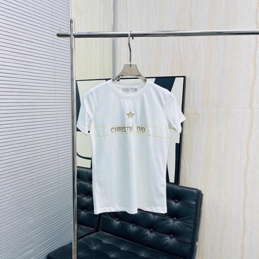 2025 High-End Women's Short Sleeve Embroidered Logo T-Shirt - Japanese & Korean Casual Style