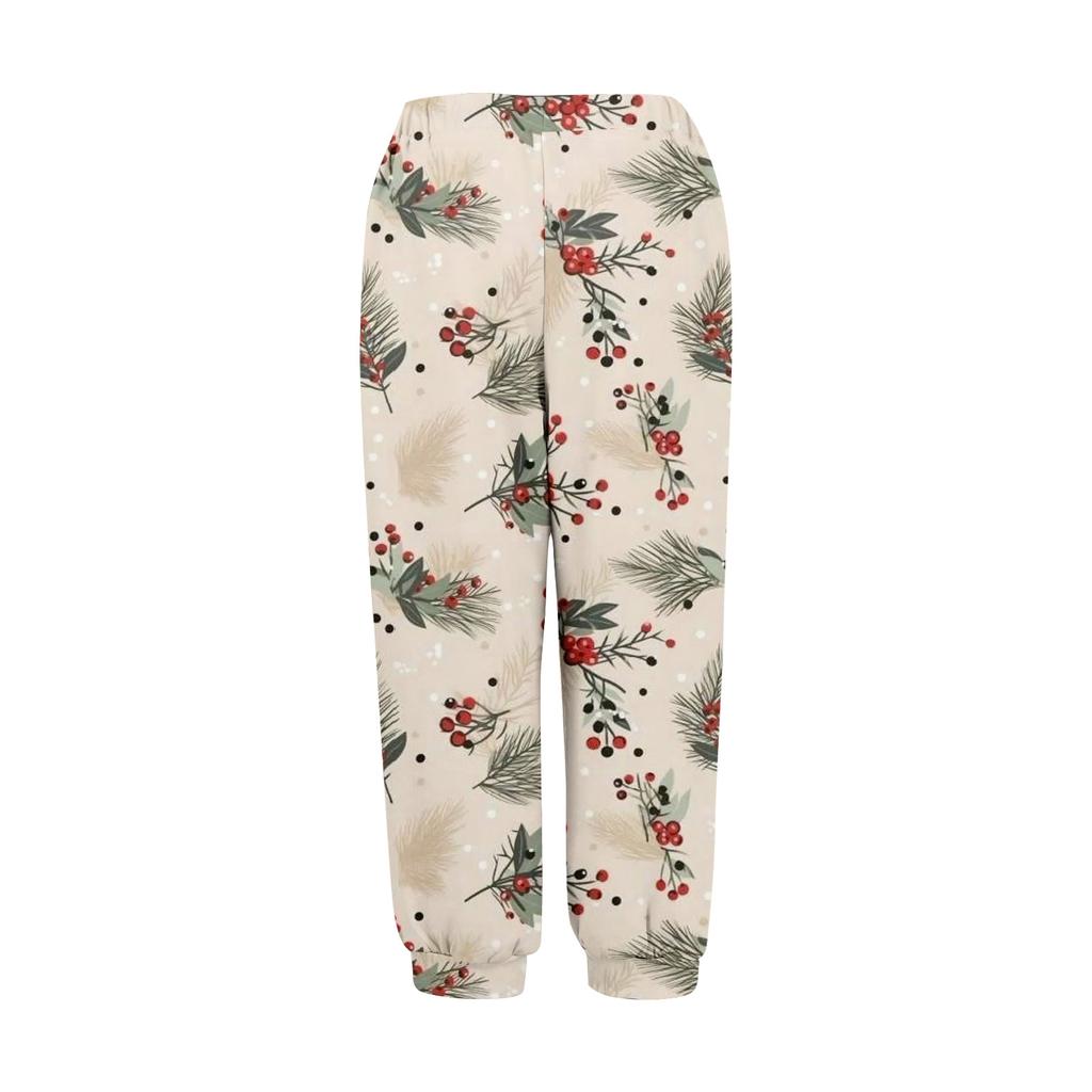 Women's casual fashion home Christmas print plush sweatpants