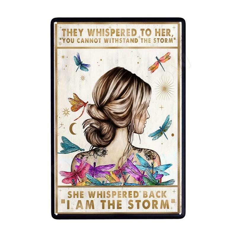 Inspirierende Sprüche auf Blechschildern, Retro-Wandkunst, Sei gut zu dir selbst, Vintage-Hippie-Mädchen, Poster für Zuhause, Garten