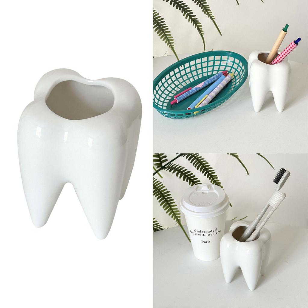 Unique Dental Tooth Pen Pencil Pot Fashion Tooth Shape Pencil Pot Desk Organizer Ceramic Pen Holder Stationery Storage