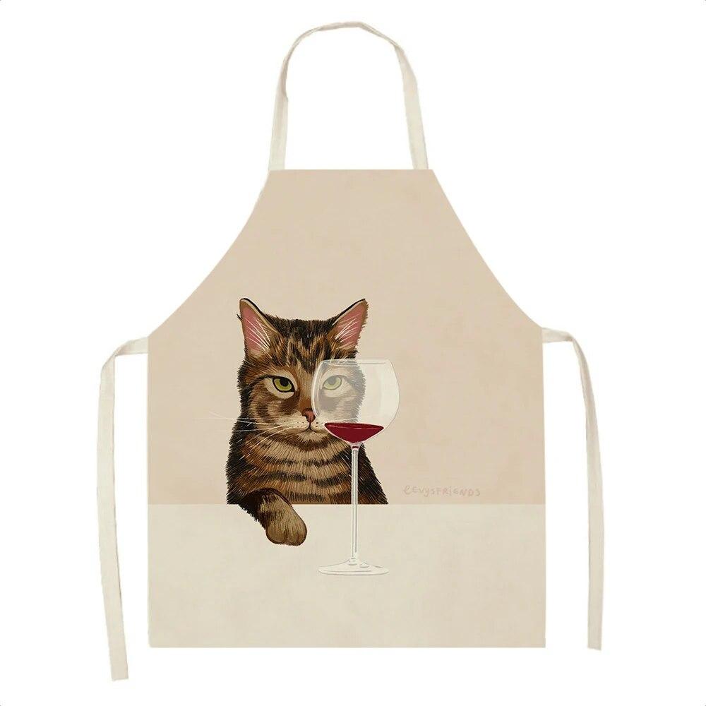 Ladies Men Home Cleaning Baking Cooking Tools Cooking Accessories Kitchen Aprons Linen Cats Wine Aprons