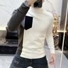 2025 Neue Herbst High-End Herren Sweatshirts Modische Marke Stitching Rundhals Slim Langarm Unterzieh-Tops