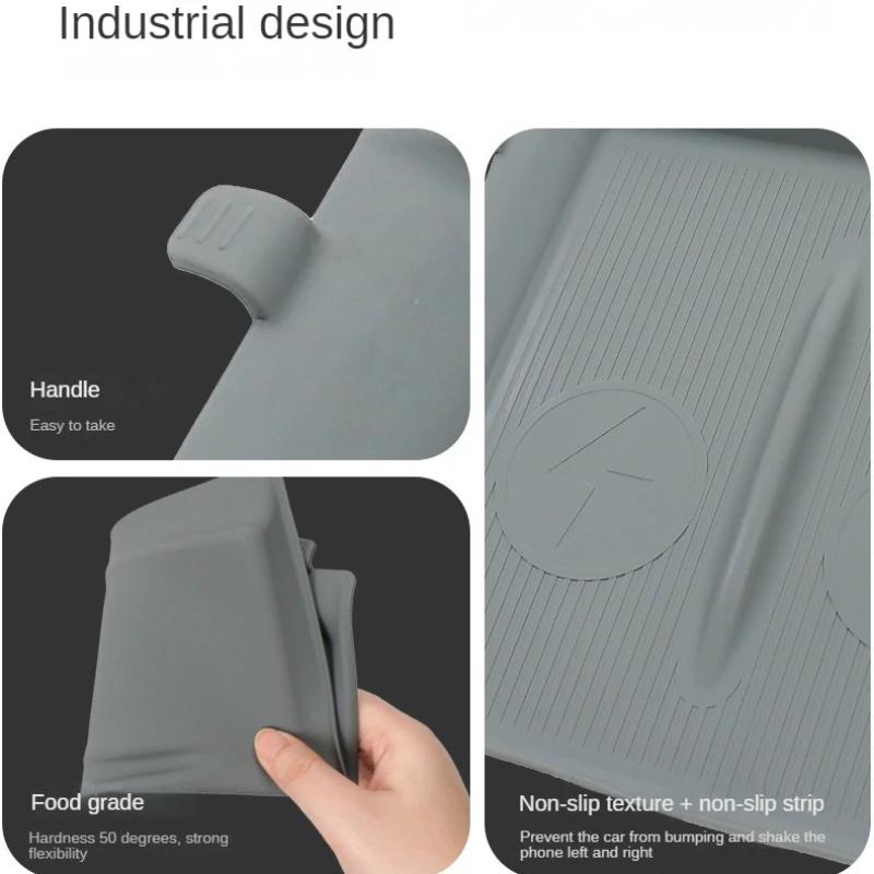 Für Tesla Model Y Juniper 2025 2026 Kabelloses LadePanel Pad Model 3 2024 Anti-Rutsch-Kissen Handy-Laden Anti-Rutsch-Matte