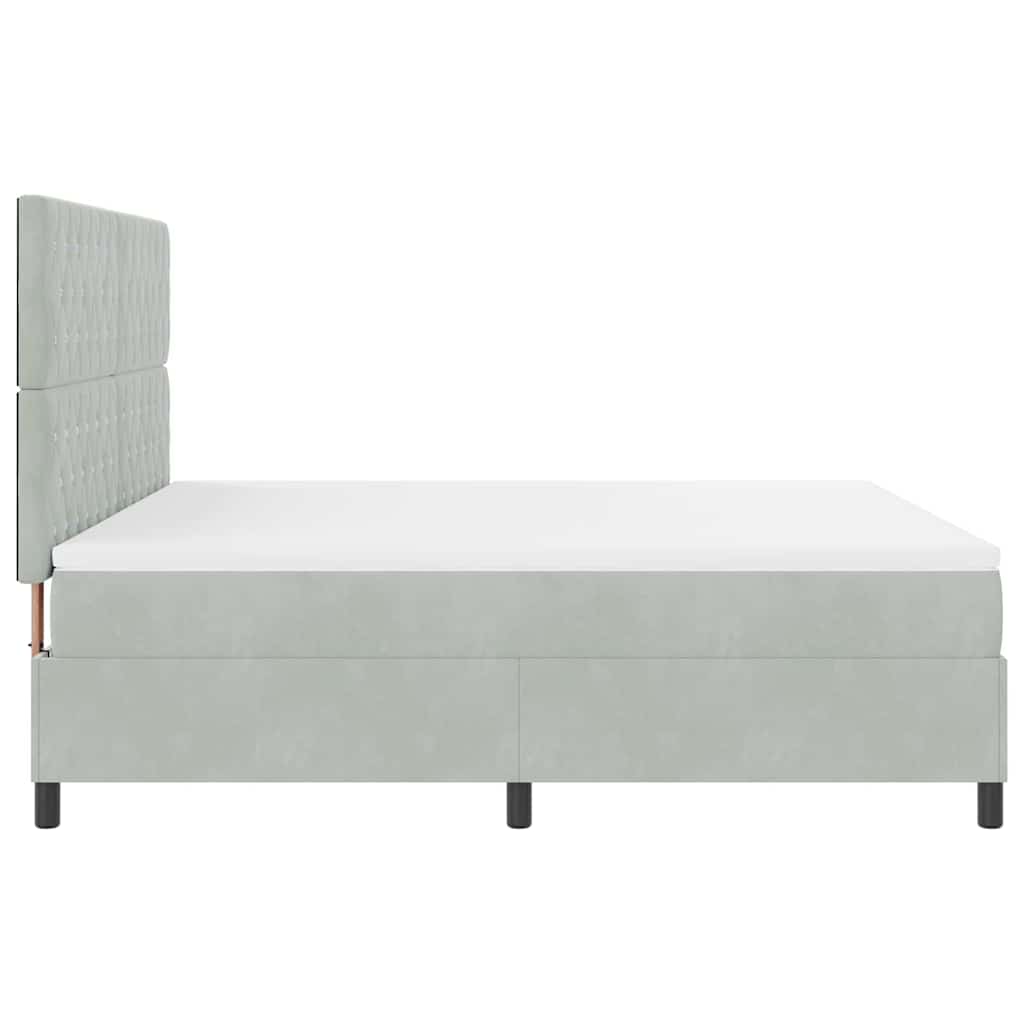 Box Spring Bed with Mattress Light Grey 180 X 200 Cm Velvet
