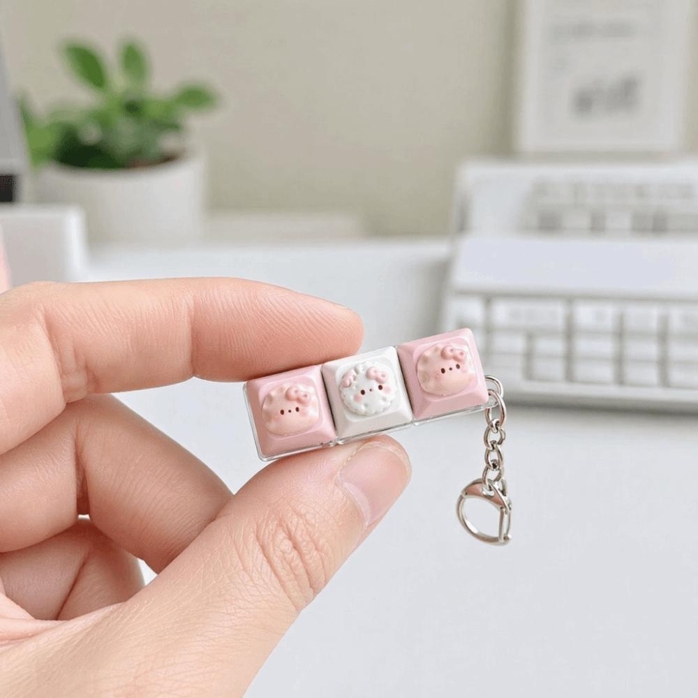 Kawaii Cat Shape Fidget Switch Tester Keychain Stress Relief Finger Press Toy Holiday Gift