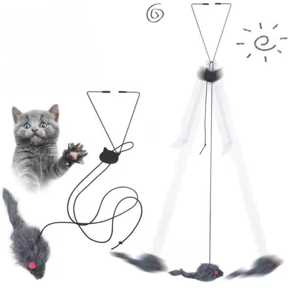 Adjustable Cat Interactive Toy Elastic Rope Hanging Door Toy Scratch Rope Mouse Kitten Play