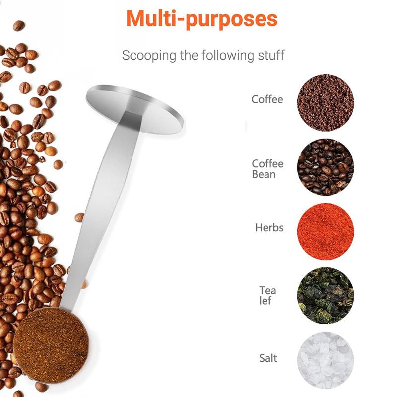 Stainless Steel 2 In 1 Coffee Scoop And Tamping Spoon 15/20/30ml Dual-Purpose Powder Hammer Tamper For Measuring And Tamping