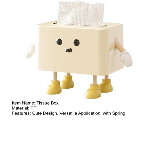 Smile Face Tissue Box Cute Tissue Holder with Spring Mechanism Rectangular Tissue Case Tissue Box Cover Napkin Dispenser for Bedroom Bathroom Car