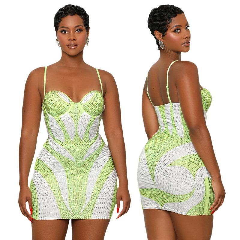 Women's Fashion Halter Sexy Hot Drill Dress Party Bag Hip Dress