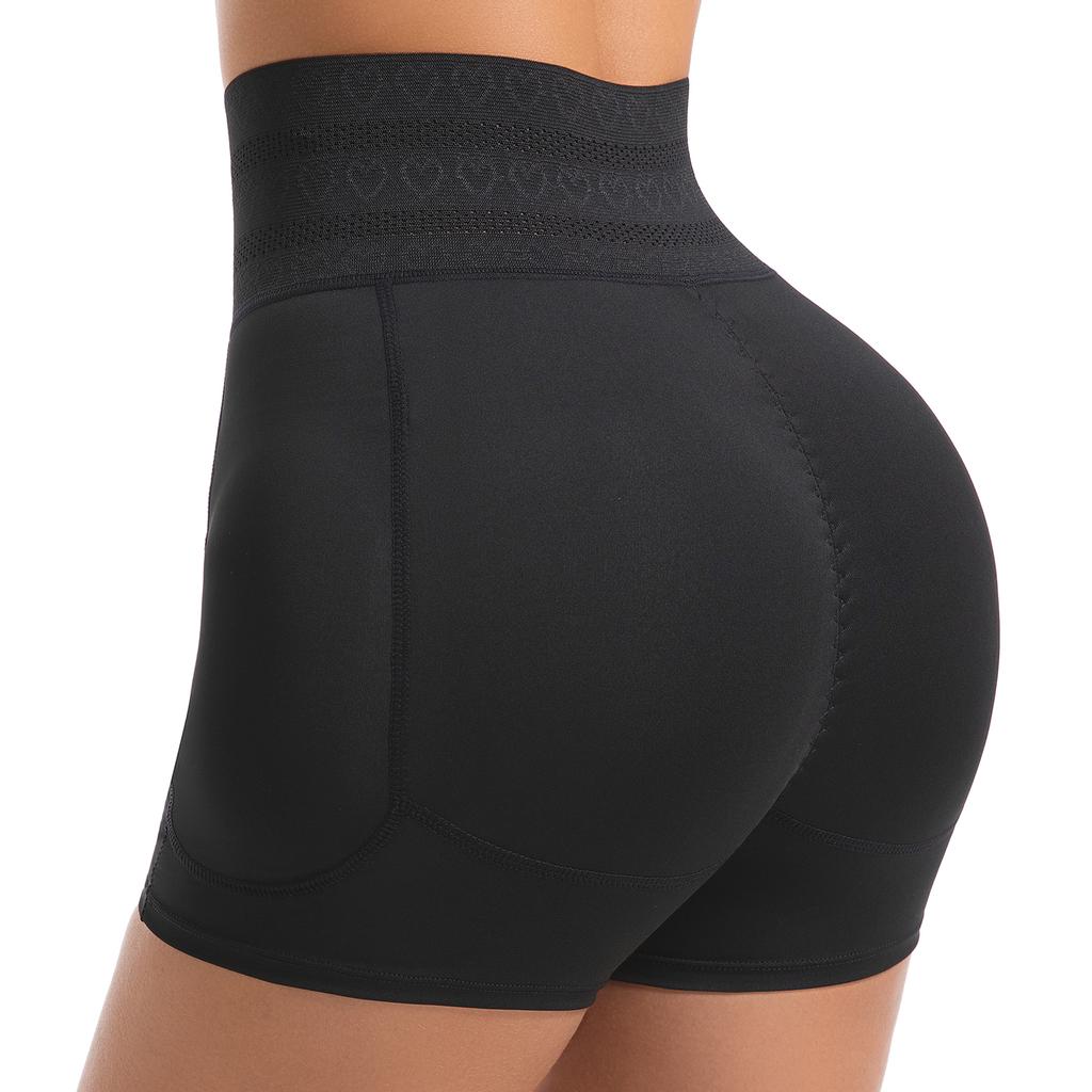 Damen Fake Po Gepolsterte Shorts Abnehmbare 4 Polster Po-Kontroll-Slips Hoher Taillenformer Shapewear Po-Lifter Unterwäsche Hüftformer