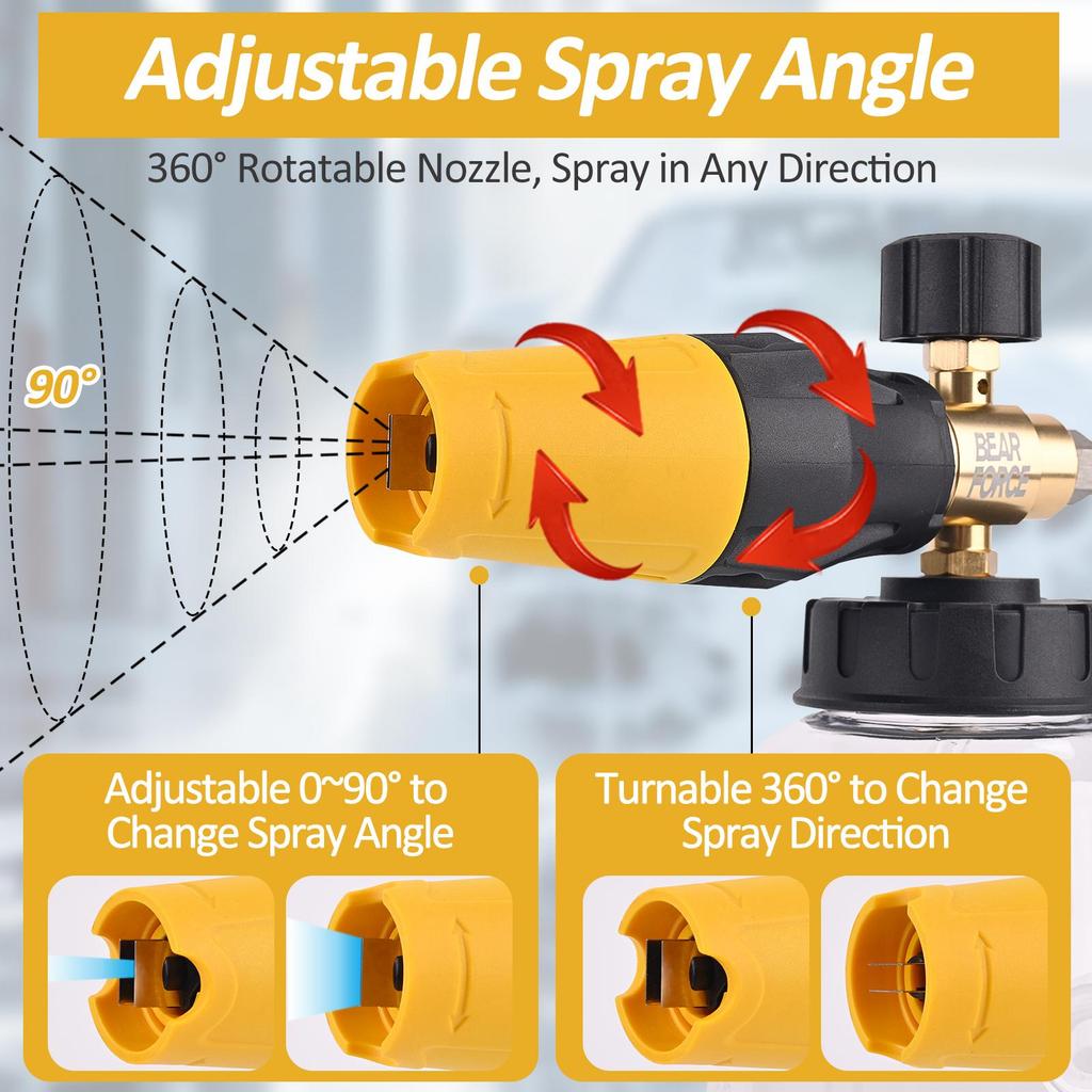 Pressure Washer Aluminum Foam Cannon Foam Generator Snow Foam Lance with 1/4” Quick Connector for Portland Husky Ryobi Greenworks
