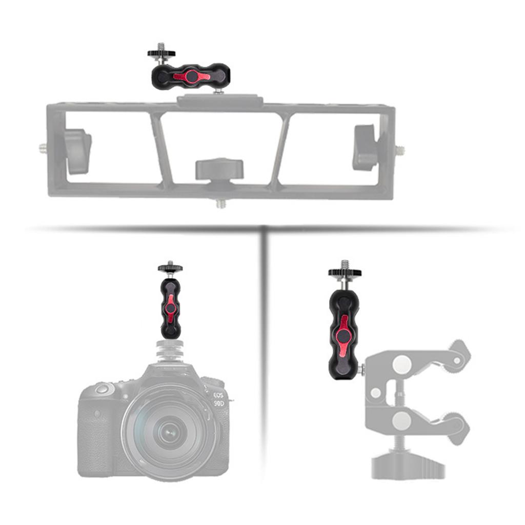 Ball Head Clamp 1/4inch Thread Ball Mount Clamp Rotatable Metal Super Clamp for DSLR Camera Monitor LED Light Microphone