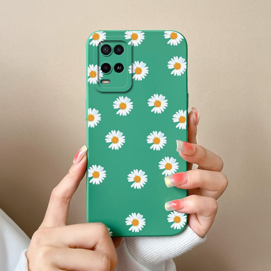 Case For Oppo A54 A54S Candy Painted Flower Cover For Oppo A 54 4G Soft Upgrade Liquid Silicone Full Protection Back Cover Funda