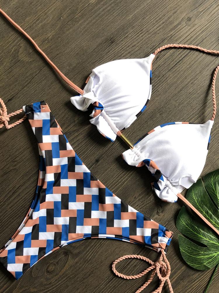 2026 Striped Bikini Set Knotted Swimsuit Women Biquinis Beach Sexy Thong Swimwear Bandage Brazilian Mirco Bikinis