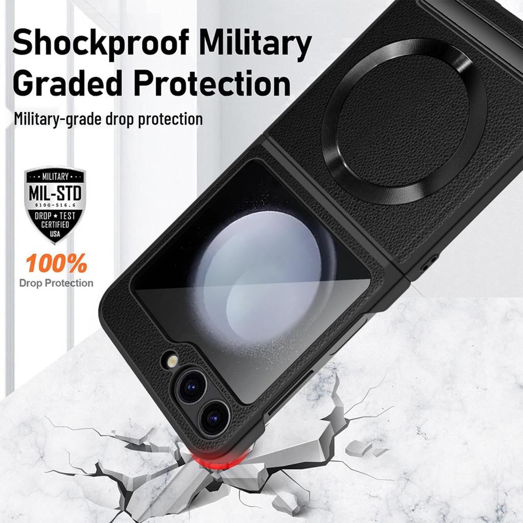 Samsung Flip6 Magnetic Case with Integrated Screen Protector and Invisible Stand