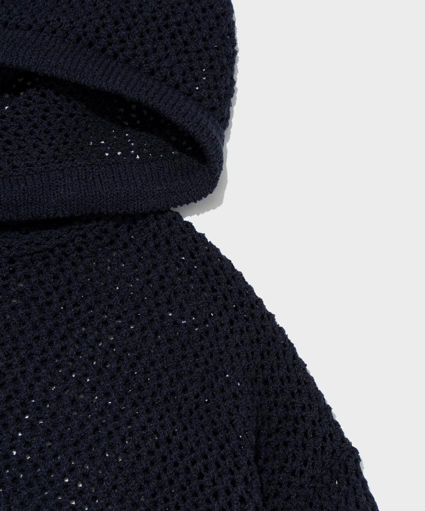 OTHERFITS Scaly Net Knit Zip-Up Hoodie (Navy)