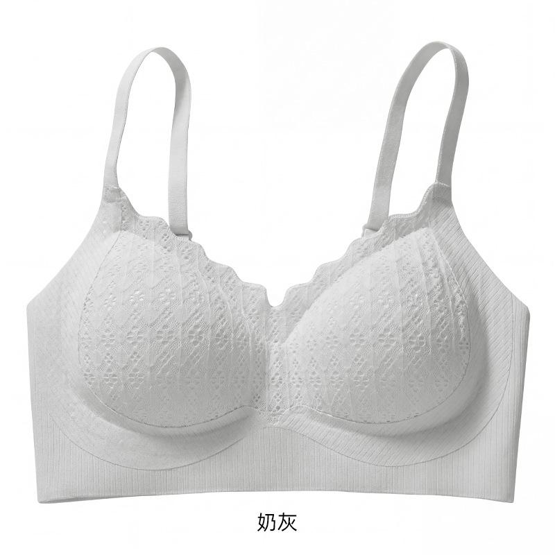 Traceless Beautiful Back Without Steel Ring Gathering Bra Soft Support Thin Cup Lace Girl Fixed Cup Collection Breast Underwear