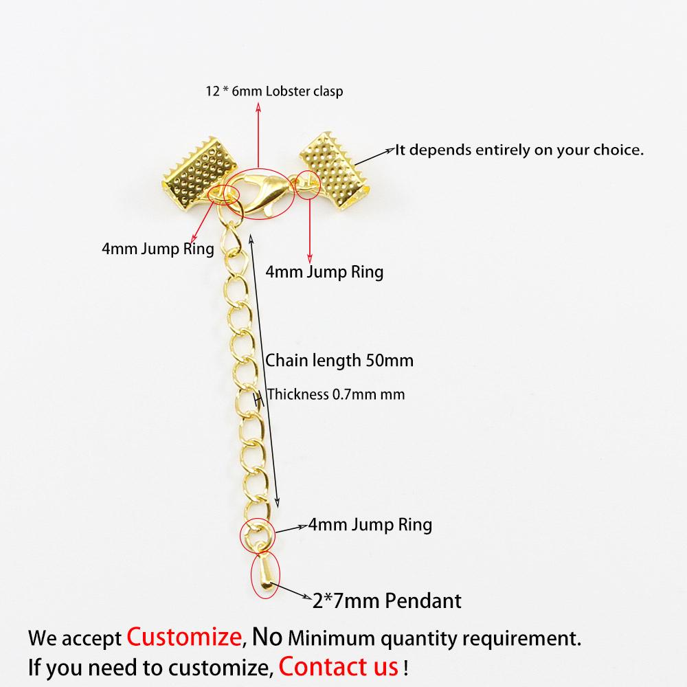 10Pcs Ribbon Leather Cord End Fastener Clasps Extender Chain Lobster Clasps Connectors For Jewelry Making Diy Bracelet Findings
