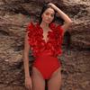 Costume da bagno intero da donna 2024 con balze esagerate