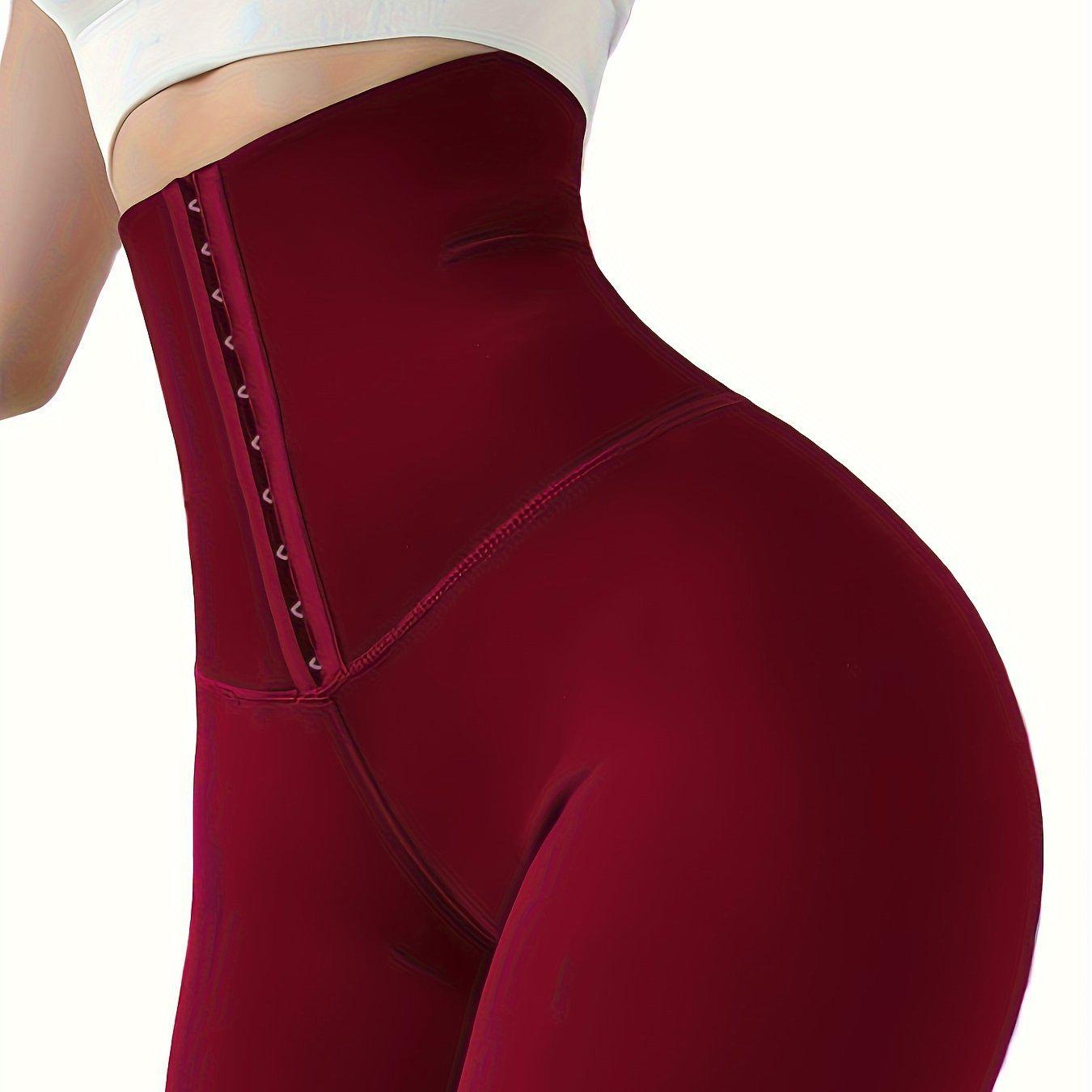 High-Waisted Shaping Leggings - European & American Style S бордовый