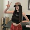 Korean Version of Sweet Spice Girl Sleeveless I Words Inside A Small Halter Vest Women's New Short Shoulder To Wear Chic Outside