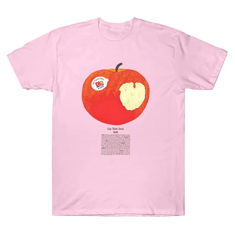Djo Apple Tshirt Fun Cartoon Pattern Tshirt 2026 Summer Mens Womens Casual Fashion Soft Comfortable Pure Cotton Tshirt