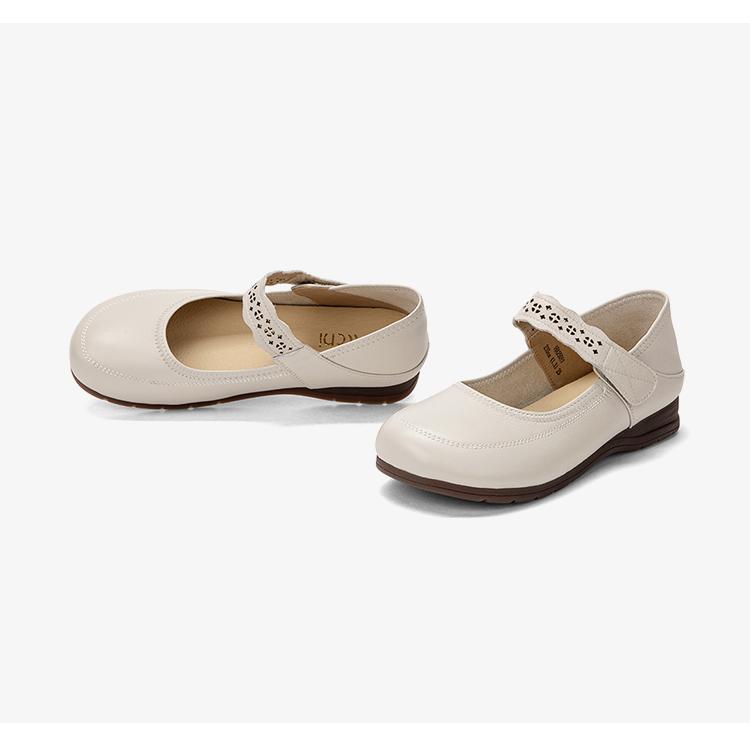 Cowhide Shallow Velcro Mary Jane Shoes