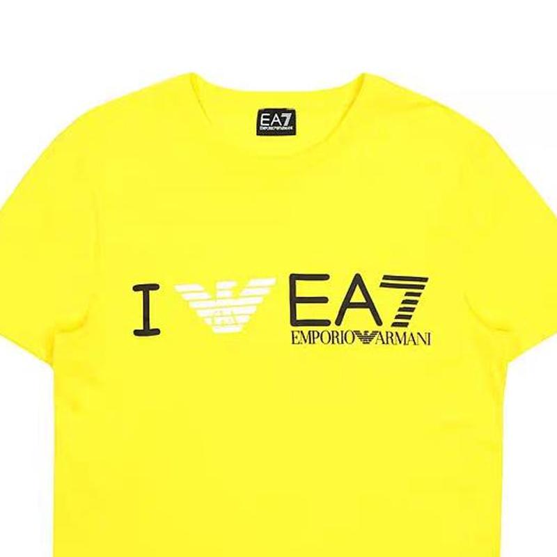 Emporio Armani EA7 Logo Letter Number Print Crew Neck Pullover Short Sleeve T-Shirt Women tops Yellow 273006-4P241-02160