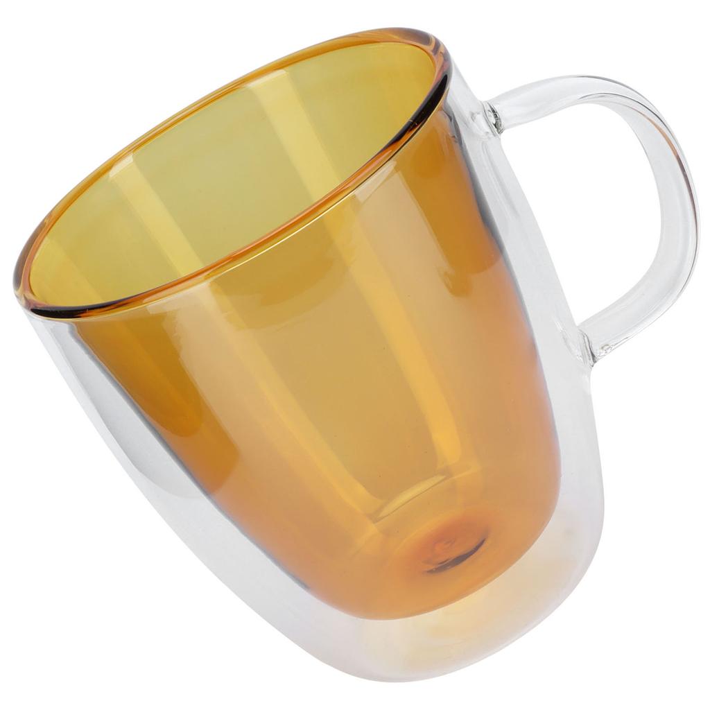 2Layer Cylindrical Coffee Cup HeatResistant Transparent Milk Mug for Home School (Lake Green Liner )