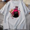 Bottled Evil Black Cat T Shirt Trendy Cotton Summer Tops Loose Short Sleeves Cat Design Clothes Men Streetwear Clothes