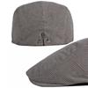 Fall Winter Duck Tongue  Beret Hat for Men Daddy Solid Corduroy Painter Adjustable Forward Hats For Dad  Visors Newsboy Caps