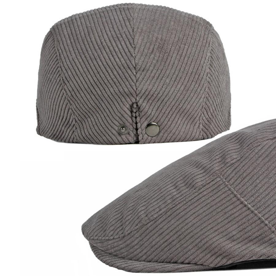 Fall Winter Duck Tongue  Beret Hat for Men Daddy Solid Corduroy Painter Adjustable Forward Hats For Dad  Visors Newsboy Caps