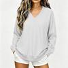 Women's Casual V-Neck Long Sleeve Sweatshirt Top for Everyday Wear