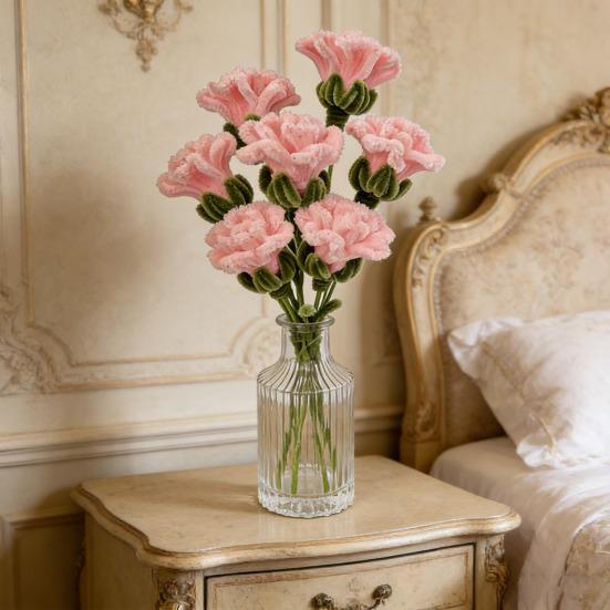 Fertiger Pfeifenreiniger Künstliche Nelke Handgefertigt Konserviert Künstlicher Blumenstiel Plüsch-Drehstock Florale Dekoration Geschenk für Frauen zum Muttertag