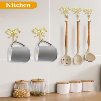 Bow Towel Hook 2 Pieces Coat Hook Wall Mounted Decorative Coat Hanger For Keys Hat Towel Living Room Bedroom Nursery Closet