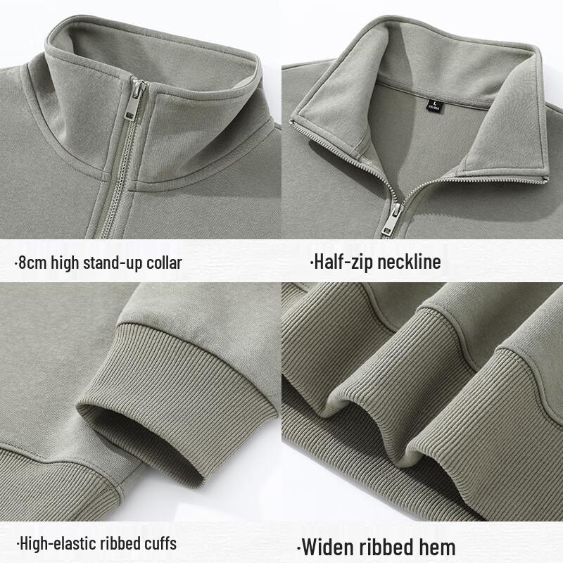 GLM Men's Heavyweight Stand-Collar Pullover Sweatshirt