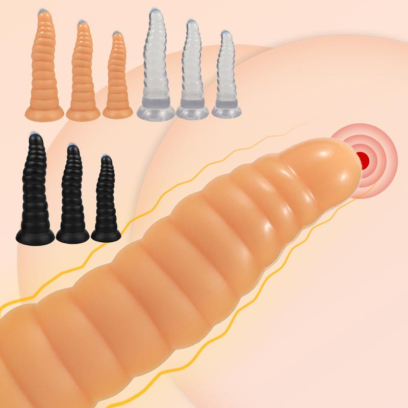 Thread shape Dildo Anal Plug 3 Size Butt Plug with Strong Suction Cup Men Prostate Massager Sex Toys for Men Women MasturbationGood product