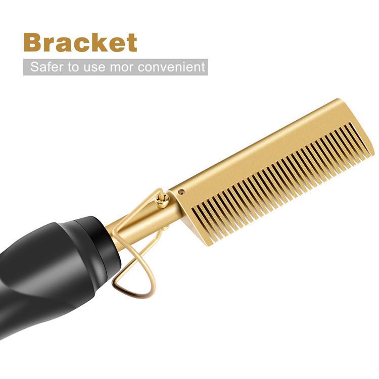 Dual-Use Electric Heated Copper Comb: Wet/Dry Straightener & Curling Wand
