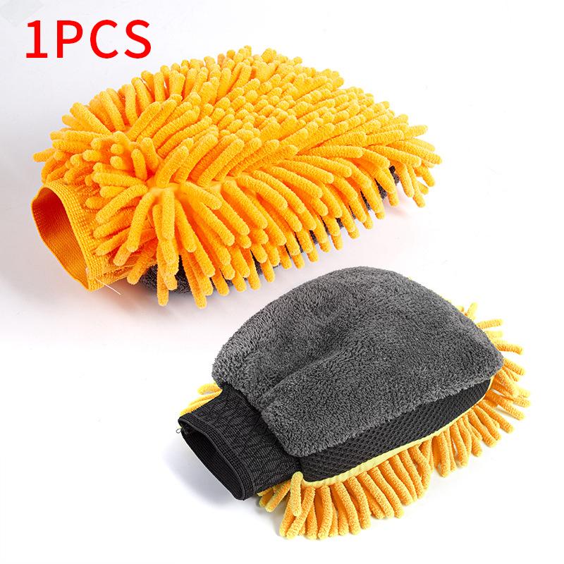 1PCS Waterproof Car Wash Microfiber Chenille Gloves Thick Car Cleaning Mitt Wax Detailing Brush Auto Care Double-faced Glove