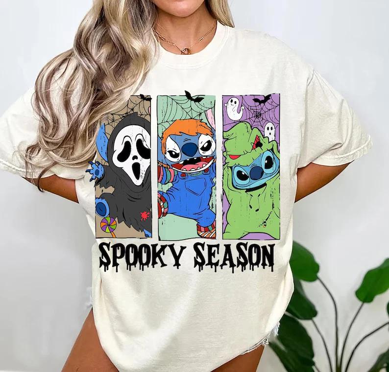 Stitch Spooky Season Halloween White TShirt S