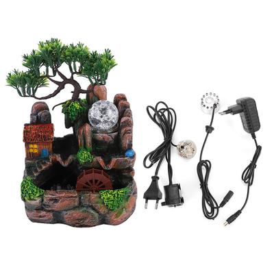 Simulation Harz Desktop Brunnen Steingarten Decor Zerstäubung Hause Ornament Dekoration 220V EU Stecker