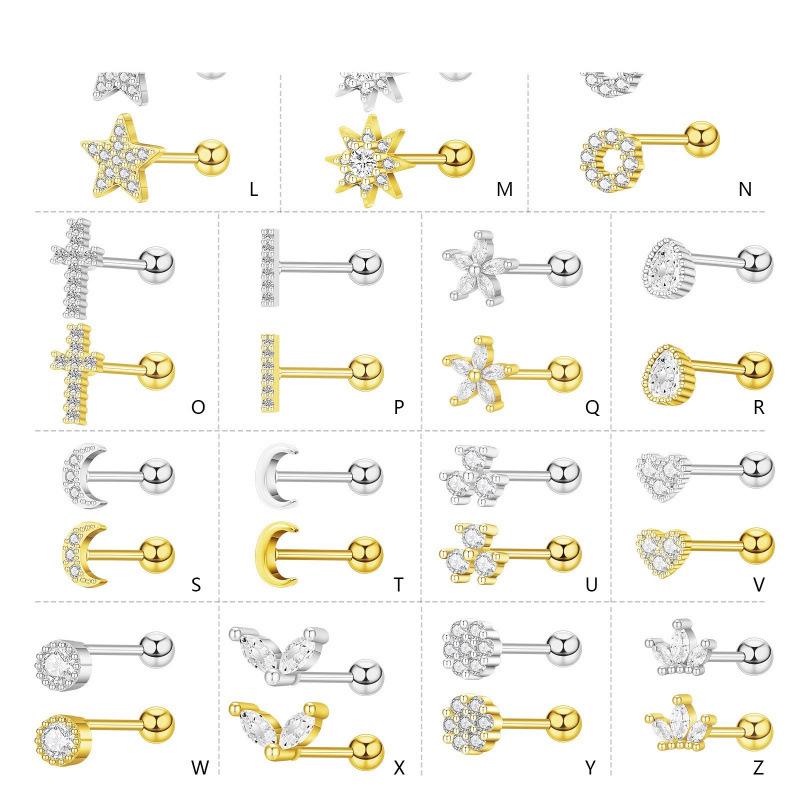 Floral Pave Diamond Mini Screw Stud Earrings 