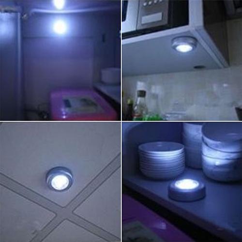 Mini Användbar Vägglampa Köksskåp Garderob Bil 3 LED Trådlös Push Touch Lampa