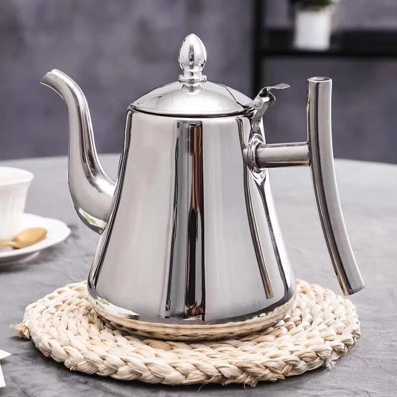 1.0L/1.5L/2.0L Thickened Stainless Steel Teapot Hotel Restaurant Household Induction Cooking Flower Tea Pot