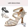 New Diamond Studded Latin Dance Shoes for Adult Women, Professional Soft Soled Dance Shoes, Mid High Heels for Women